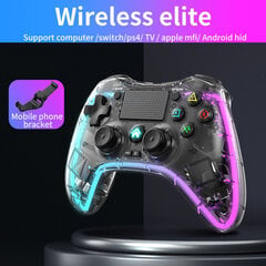 (Telineellä)Läpinäkyvä värikäs langaton peliohjain PS4:lle /Switch /PS3/Android /PC/IOS Joystick Gamepad PS4-konsoliin kosketuspainike hinta ja tiedot | Pelikonsolitarvikkeet | hobbyhall.fi