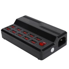 USB Smart Charger 10?Portit 12A Pikalatausasema Power Hub Strip Plug Dock Lock 100?240V hinta ja tiedot | Puhelimen laturit | hobbyhall.fi