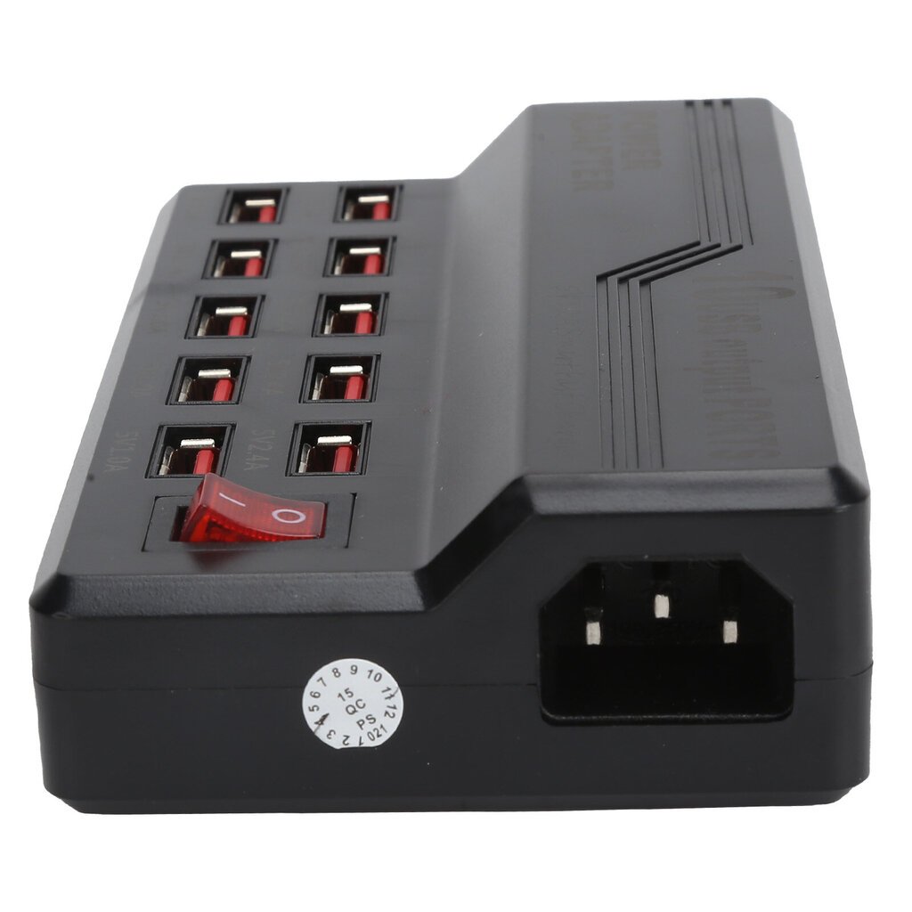 USB Smart Charger 10?Portit 12A Pikalatausasema Power Hub Strip Plug Dock Lock 100?240V hinta ja tiedot | Puhelimen laturit | hobbyhall.fi