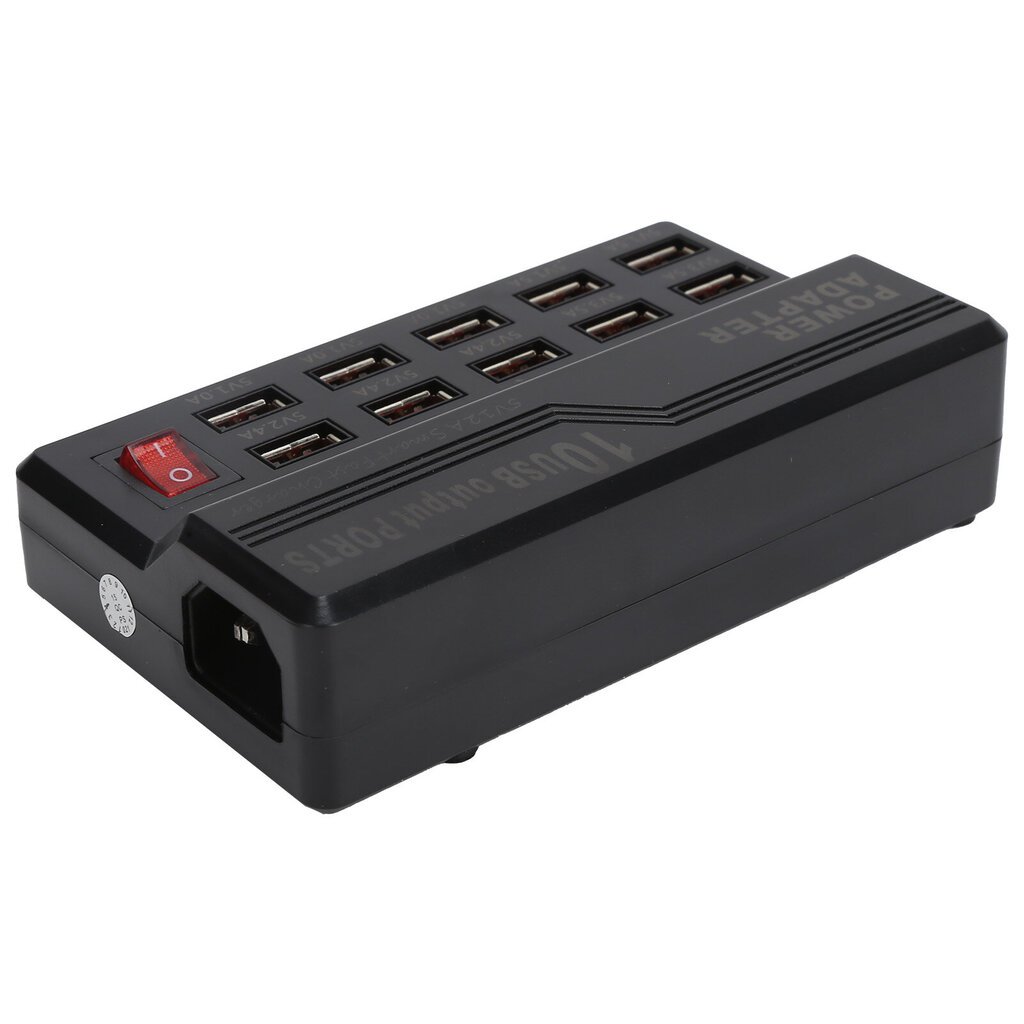 USB Smart Charger 10?Portit 12A Pikalatausasema Power Hub Strip Plug Dock Lock 100?240V hinta ja tiedot | Puhelimen laturit | hobbyhall.fi