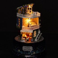 Creative DIY Dollhouse Dream House Miniature Rotate Music Box pölysuojalla LED-valolla hinta ja tiedot | Piharakennukset | hobbyhall.fi