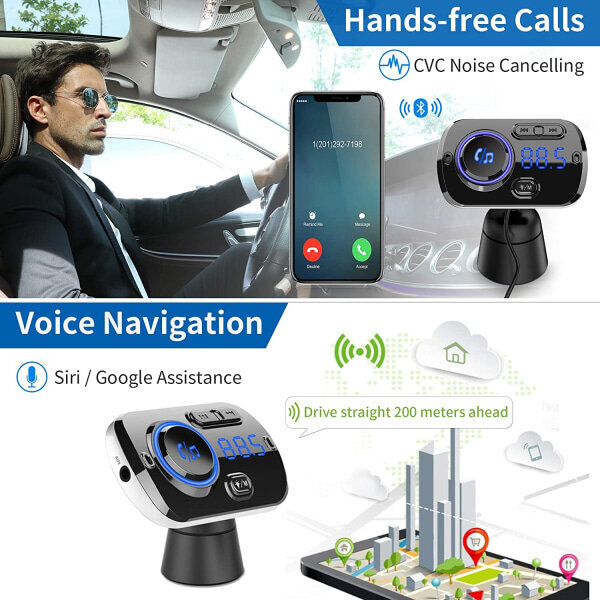 Langaton FM-lähetin autoon Bluetooth 5.0 QC3 hinta ja tiedot | Mikrokontrollerit | hobbyhall.fi