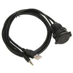 USB 2.0 3,5 mm AUX jatkokaapeli uros naarasliitäntä uppoasennettava jatkokaapeli autopyörälle hinta ja tiedot | Kaapelit ja adapterit | hobbyhall.fi