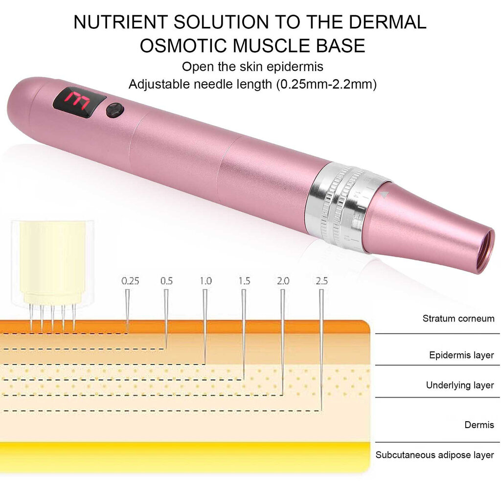 Ammattimainen Derma Pen Micro Needle 3 Gears Adjustment Anti Aging Therapy Skin Device Pink hinta ja tiedot | Kasvojenhoitolaitteet | hobbyhall.fi