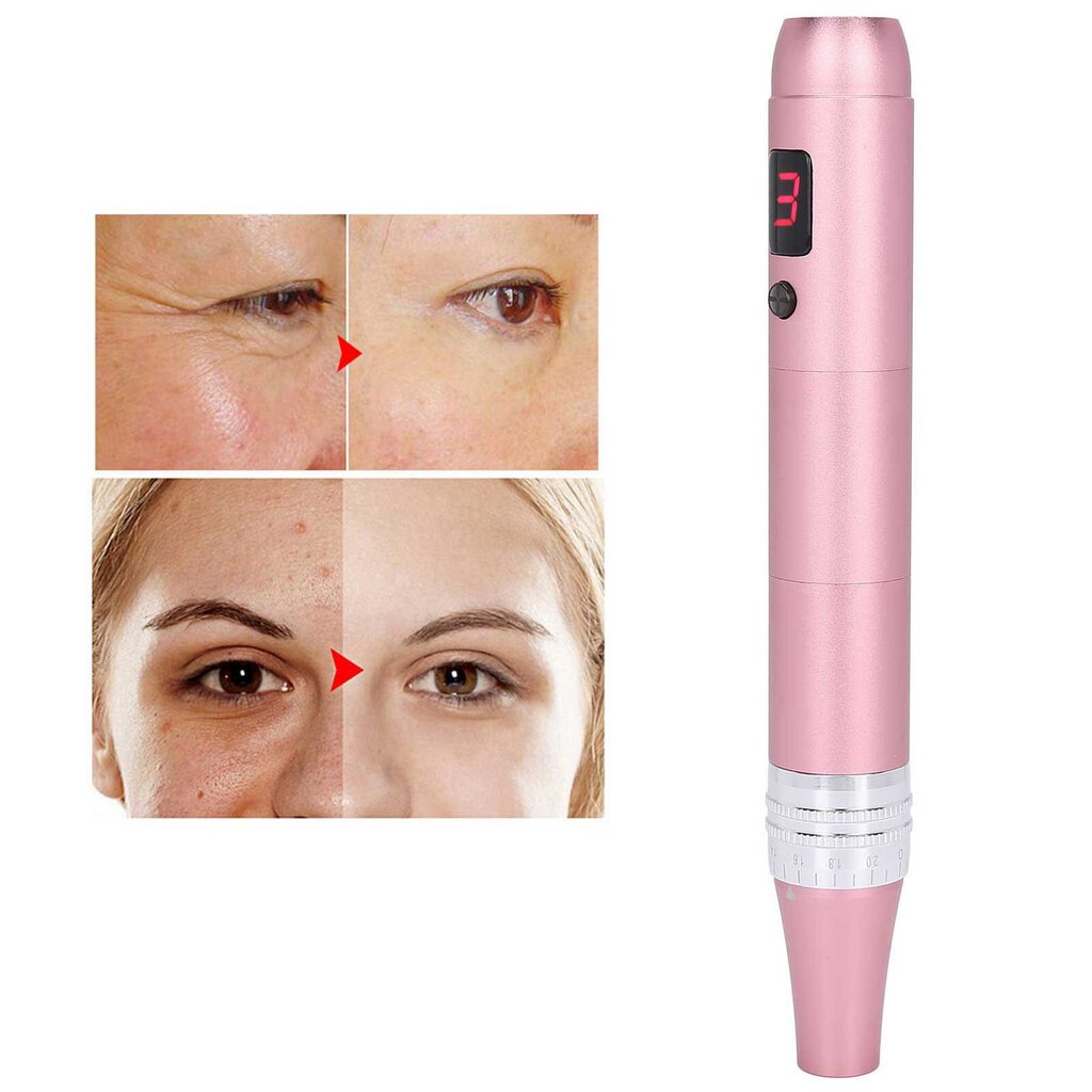 Ammattimainen Derma Pen Micro Needle 3 Gears Adjustment Anti Aging Therapy Skin Device Pink hinta ja tiedot | Kasvojenhoitolaitteet | hobbyhall.fi