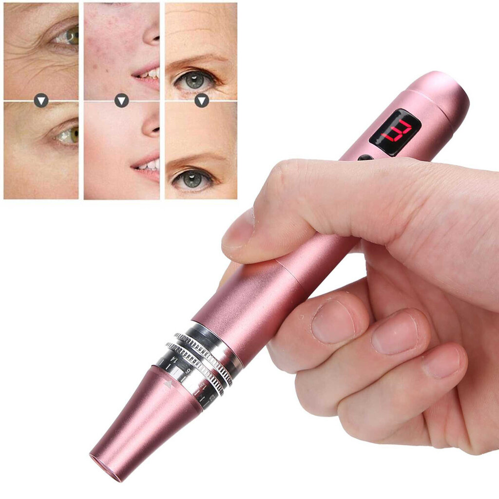 Ammattimainen Derma Pen Micro Needle 3 Gears Adjustment Anti Aging Therapy Skin Device Pink hinta ja tiedot | Kasvojenhoitolaitteet | hobbyhall.fi