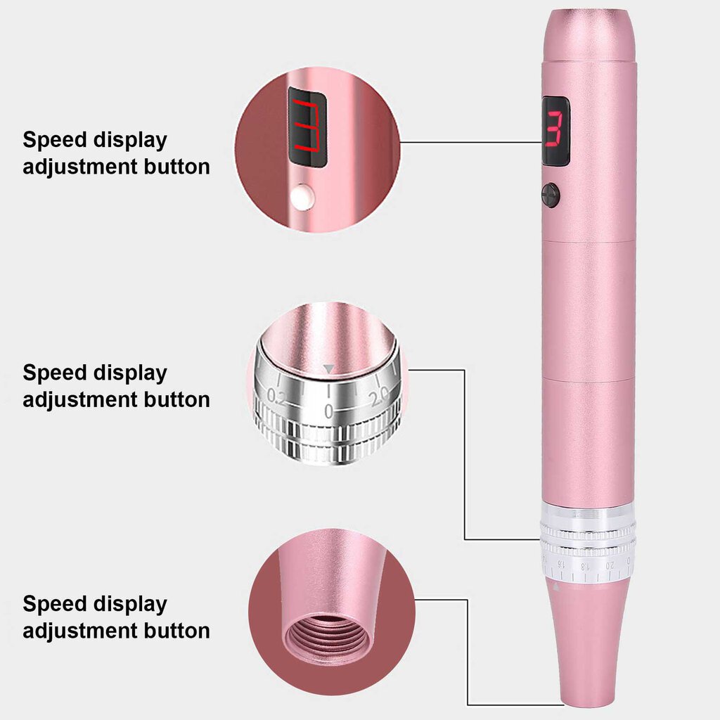 Ammattimainen Derma Pen Micro Needle 3 Gears Adjustment Anti Aging Therapy Skin Device Pink hinta ja tiedot | Kasvojenhoitolaitteet | hobbyhall.fi