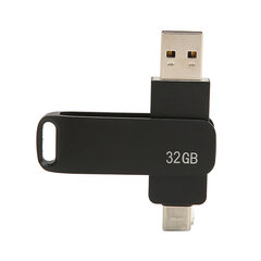 Puhelimen Memory Stick USB 3.0 Type C 2 in 1 Metallinen pyörivä kannettava flash-asema tablet-laitteille Kuvien tallennustila Musta 32 Gt hinta ja tiedot | Muistitikut | hobbyhall.fi