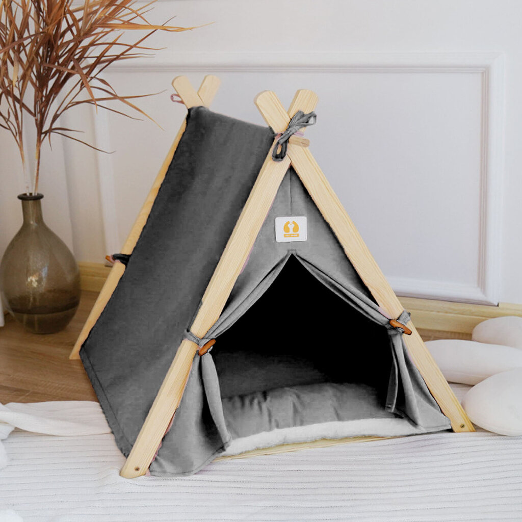 Pet Teepee Teltta Pehmeä Suuri Tila Kannettava Universaali Lemmikki Telttasänky Koirille ja Kissoille Harmaa Harmaa hinta ja tiedot | Teltat | hobbyhall.fi