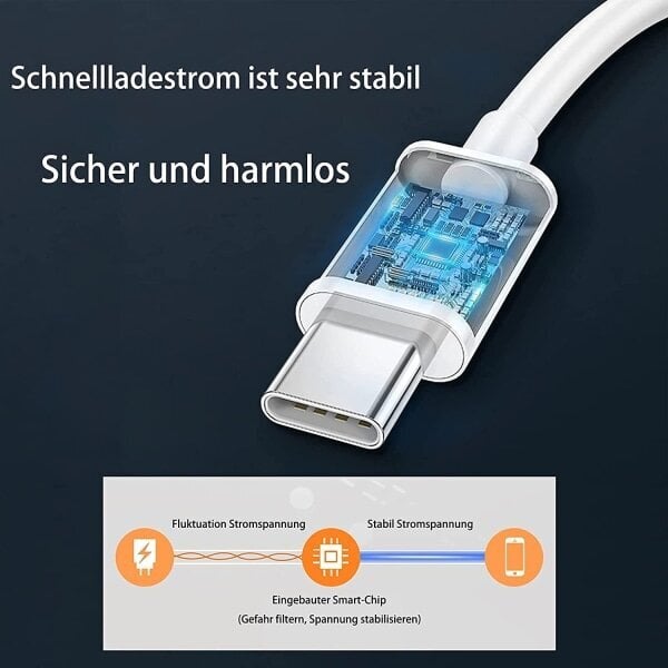 2M 60W 3A Pikalatauskaapeli USB-C - USB-C Type C PD - valkoinen hinta ja tiedot | Kaapelit ja adapterit | hobbyhall.fi