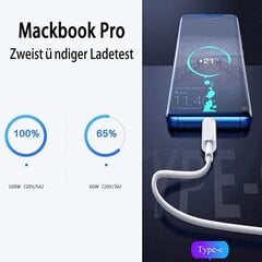 2M 60W 3A Pikalatauskaapeli USB-C - USB-C Type C PD - valkoinen hinta ja tiedot | Kaapelit ja adapterit | hobbyhall.fi