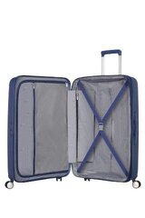American Tourister keskikokoinen matkalaukku Soundbox Spinner Expandable 67cm, sinine hinta ja tiedot | Matkalaukut ja -kassit | hobbyhall.fi