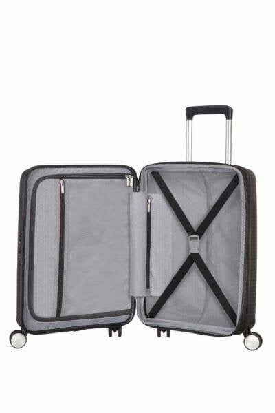 American Tourister keskikokoinen matkalaukku Soundbox Spinner Expandable 67cm, musta hinta ja tiedot | Matkalaukut ja matkakassit | hobbyhall.fi