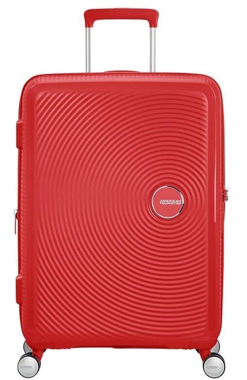 American Tourister keskikokoinen matkalaukku Soundbox Spinner Expandable 67cm, punainen hinta ja tiedot | Matkalaukut ja -kassit | hobbyhall.fi