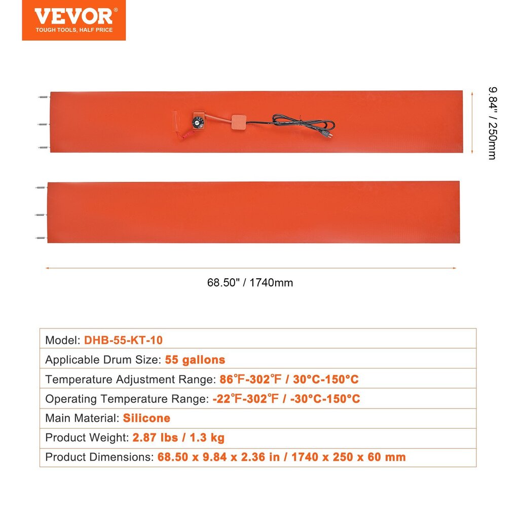 Tynnyrin lämmitysnauha Vevor, 1,2 kW 30-150°C hinta ja tiedot | Lämmittimet | hobbyhall.fi