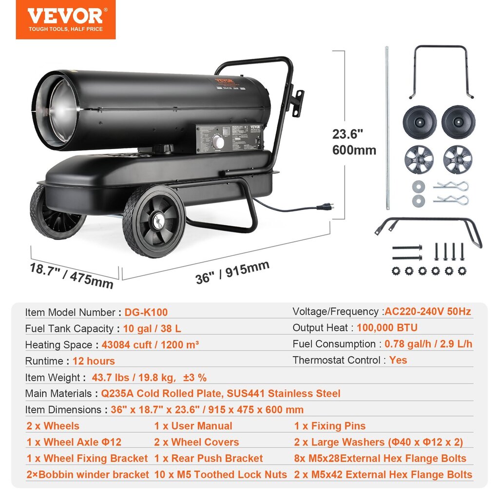 Dieselilämmitin Vevor, 100 000 BTU hinta ja tiedot | Lämmittimet | hobbyhall.fi