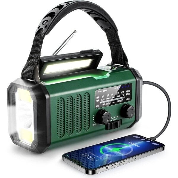 Hätäkampiradio, 10000mAh akku - NOAA/AM/FM sääradio - LED-taskulamppu ja lukuvalo - SOS-hälytys WELLNGS hinta ja tiedot | Kelloradiot ja herätyskellot | hobbyhall.fi