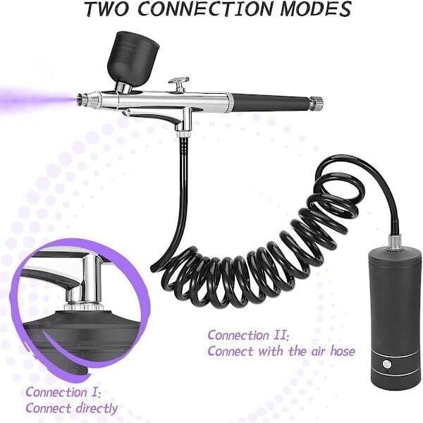 Airbrush Kit johdoton ladattava kompressori Airbrush Set, käsittelee automaattisesti mallimaalauksen, N musta hinta ja tiedot | Maalaustarvikkeet | hobbyhall.fi