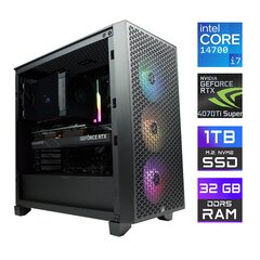 Tietokone MonsterX i7 14700 32GB 1TB NVME RTX4070Ti Super hinta ja tiedot | Pöytätietokoneet | hobbyhall.fi