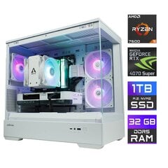 Tietokone MonsterX Ryzen 5 7600 32GB 1TB NVME RTX4070Super hinta ja tiedot | Pöytätietokoneet | hobbyhall.fi