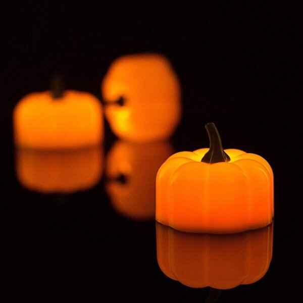 Halloween 12-pack LED Pumpkin kynttilä, Jack-O'-Lantern, pieni oranssi välkkyvä teevalo, Halloween, syysjuhlien koristeet hinta ja tiedot | Hauskat juhlapelit ja -tuotteet | hobbyhall.fi