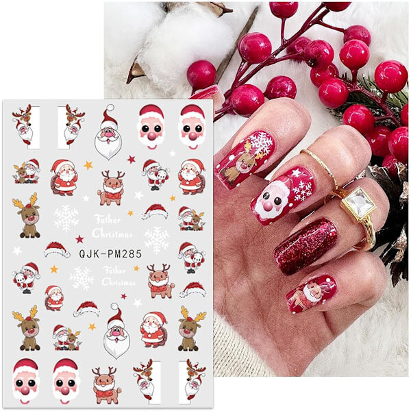 Jouluiset kynsitarrat 10 arkkia Nail Art Tarrat Tarrat Itseliimautuvat Nail Art Tarrat Kynsikoristelut Kynnet Asusteet hinta ja tiedot | Manikyyri- ja pedikyyritarvikkeet | hobbyhall.fi