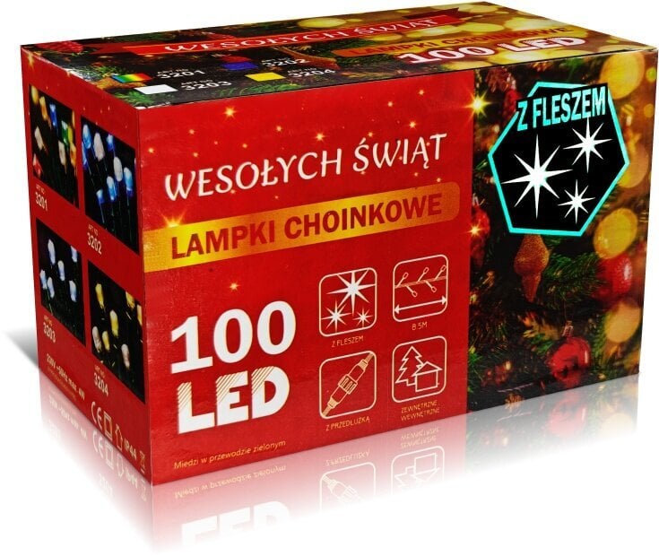 Joululampun lämmin valkoinen 100 LED flash-toiminnolla hinta ja tiedot | Jouluvalot | hobbyhall.fi