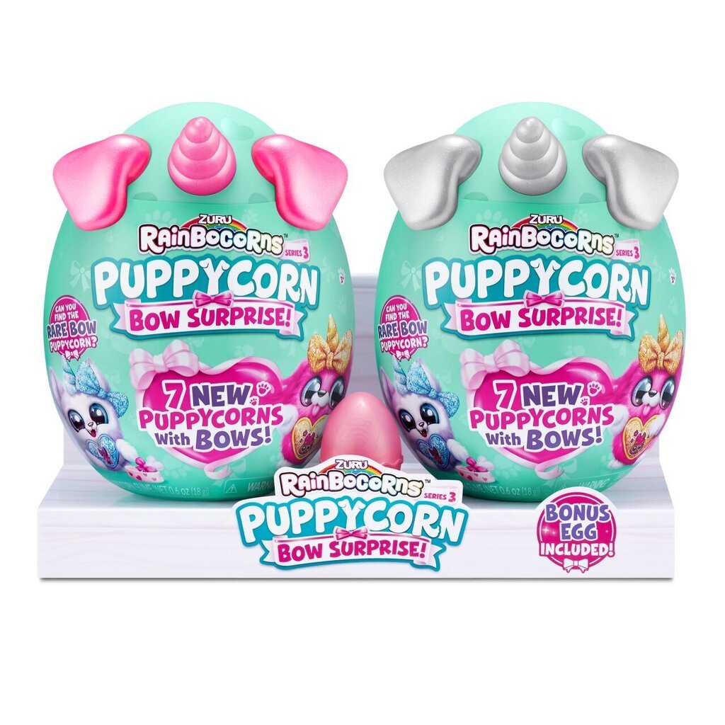 Pehmolelusarja RAINBOCORNS Sparkle Heart Surprise Combo, sarja 6, Puppycorn Surprise Bow, 9275, 2 kpl hinta ja tiedot | Pehmolelut | hobbyhall.fi