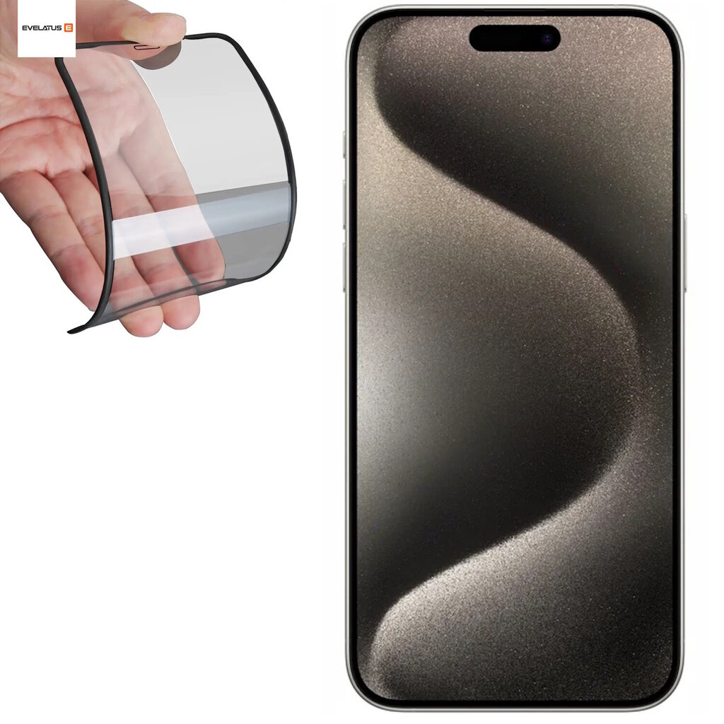 Evelatus Kumi Reunus Anti-Särö 3D Lasia Apple iPhone 15 Pro Max Japanilainen Liima Musta hinta ja tiedot | Näytönsuojakalvot ja -lasit | hobbyhall.fi