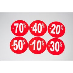 Alennustarrat "50%" - pyöreä, paperi. Saatavana halkaisija - 50 mm tai 120 mm tai 250 mm. Pakkaus 10 kpl hinta ja tiedot | Toimistotarvikkeet | hobbyhall.fi