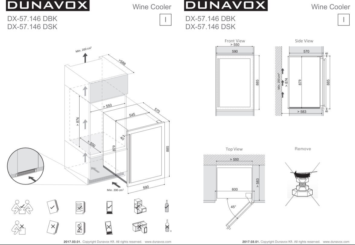 Dunavox DX-57.146DWK hinta ja tiedot | Viinikaapit | hobbyhall.fi