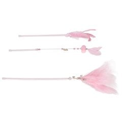 3 kpl Feather Bell Funny Cat Stick Interaktiivinen kannettava kissan höyhensauvalelut lemmikkikissoille 3 kpl vaaleanpunainen hinta ja tiedot | Kissan lelut | hobbyhall.fi