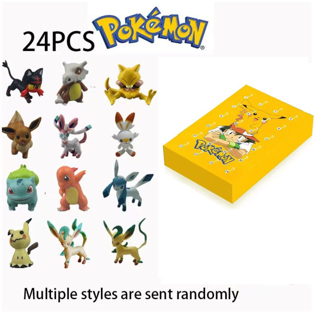 Pokemon Advent Calendar 2023 Christmas New Design Keltainen hinta ja tiedot | Joulukoristeet | hobbyhall.fi