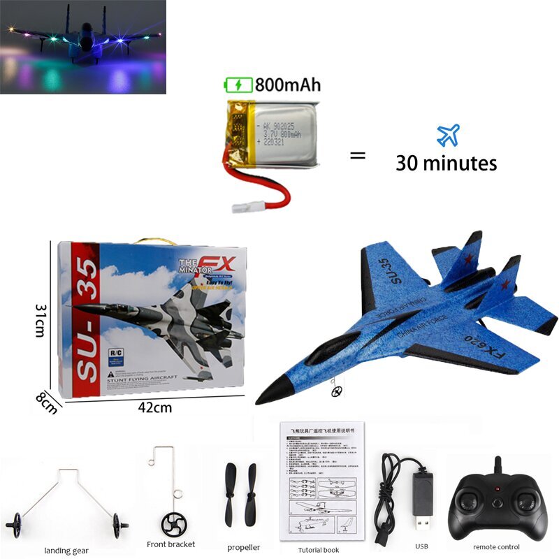 800 mAh SU-35 Enhanced Edition Suuri akku RC-lentokone Avion RC-lentävä malli Purjelentokone Lasten kauko-ohjain Lentokone Lasten Lelut Lahjat hinta ja tiedot | Pienoismallit | hobbyhall.fi