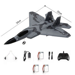 Air Fighter F22 Raptor kaukosäädin lentokoneen kiinteäsiipinen purjelentokone putoamisen estävä vaahto sähköinen RC-malli lentokonelelu yövalolla hinta ja tiedot | Pienoismallit | hobbyhall.fi