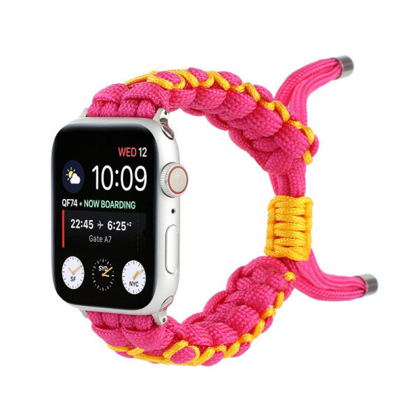 Paracord-ranneke säädettävällä punotulla hihnalla Apple Watch 42/44/45mm rannekkeelle Nylon punottu rannekekorvaus hinta ja tiedot | Älykellojen ja aktiivisuusrannekkeiden lisätarvikkeet | hobbyhall.fi