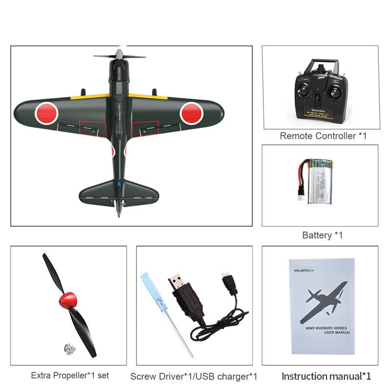 Volantex RC Plane 2.4G 4CH kaukosäädinlentokone EPP 400mm siipiväli 6-akselinen Aerobatic RC Fighter 761-15 RTF Plane hinta ja tiedot | Pienoismallit | hobbyhall.fi