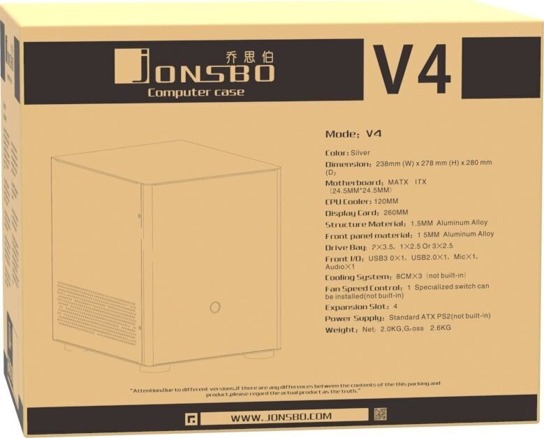 Jonsbo V4 SILVER hinta ja tiedot | Tietokonekotelot | hobbyhall.fi