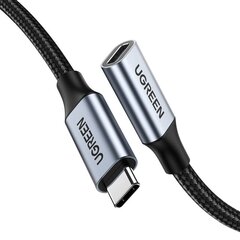 Ugreen US372 80810 USB-C - USB-C PD QC -kaapeli 100W 5A 10Gbps 0.5m - harmaa hinta ja tiedot | Puhelinkaapelit | hobbyhall.fi