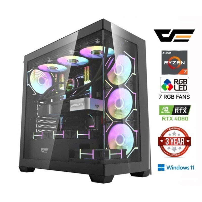 MULTI GAMING Ryzen 7 7800X3D 32GB 512GB SSD RTX 4060 Windows 11 hinta ja tiedot | Pöytätietokoneet | hobbyhall.fi