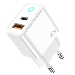 Jellico EU11 20W PD GaN Universaali Nopeasti Lataava Laturi USB-C:llä (5-12V) / USB 3A Valkoinen hinta ja tiedot | Puhelimen laturit | hobbyhall.fi