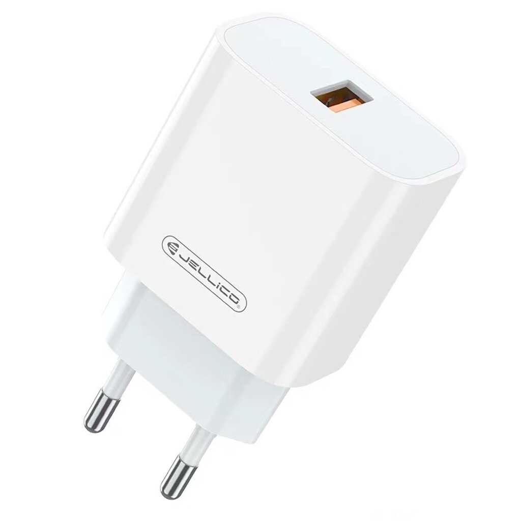 Jellico AK-165 USB 22.5W QC 3.0 Älykäs Nopean Latauksen Laturi 1x USB (5-12V) + USB to USB-C Kaapeli 1m Valkoinen hinta ja tiedot | Puhelimen laturit | hobbyhall.fi