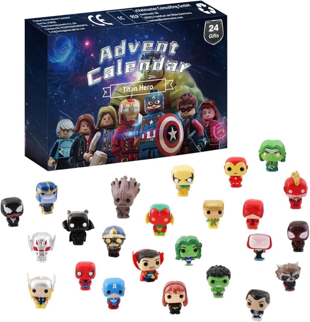 Adventtikalenteri Lähtölaskenta Anime-toimintahahmot 24 kpl Joulun sokealaatikko Lahjat Avengers Figuurilelut hinta ja tiedot | Kalenterit ja muistikirjat | hobbyhall.fi