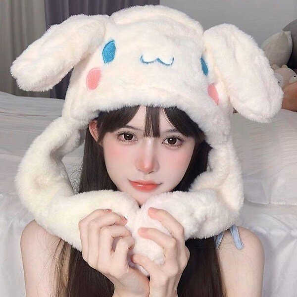 Kawaii Sanrio Hat Cinnamoroll Asusteet Söpö pehmohattu pitää lämpimänä pupuhattu korvat ylös pehmolelu lapsille tytölle lippalakki B valkoinen hinta ja tiedot | Hiustarvikkeet | hobbyhall.fi