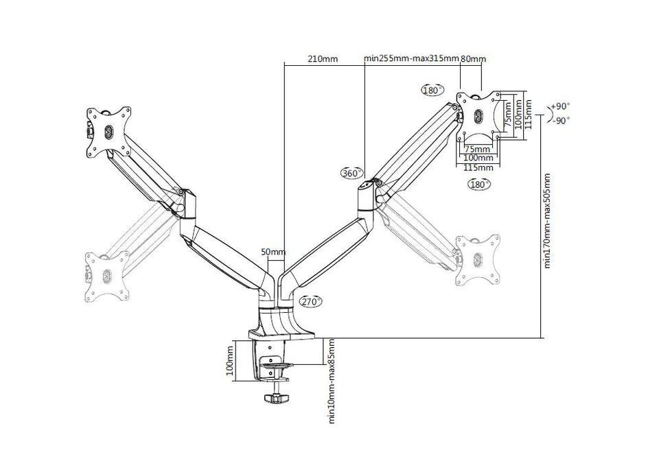 Multibrackets M Deskmount Spring Dual hinta ja tiedot | Näyttötelineet | hobbyhall.fi