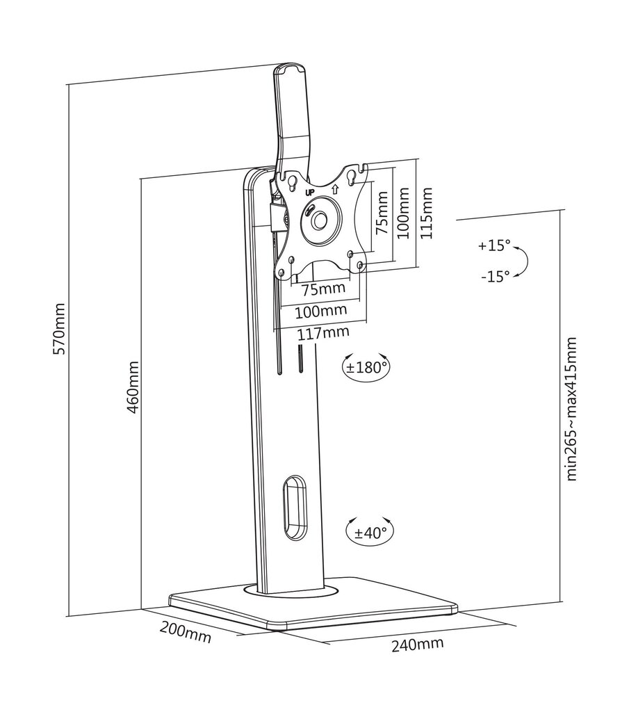 Deltaco Office ARM-0310, Vesa 75x75, 100x100, 17-32" hinta ja tiedot | Näyttötelineet | hobbyhall.fi