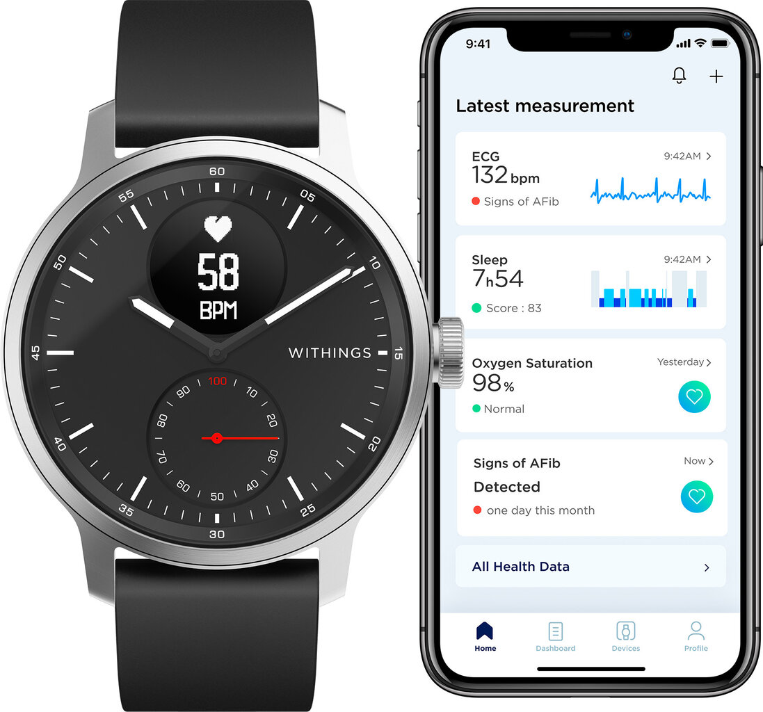 Withings ScanWatch (42 mm) Black hinta ja tiedot | Älykellot | hobbyhall.fi