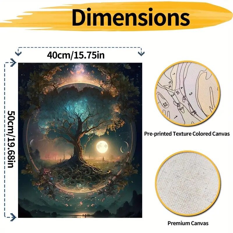 Moon Tree Paint By Number Kit aikuisille hinta ja tiedot | Maalaa numeroiden mukaan | hobbyhall.fi