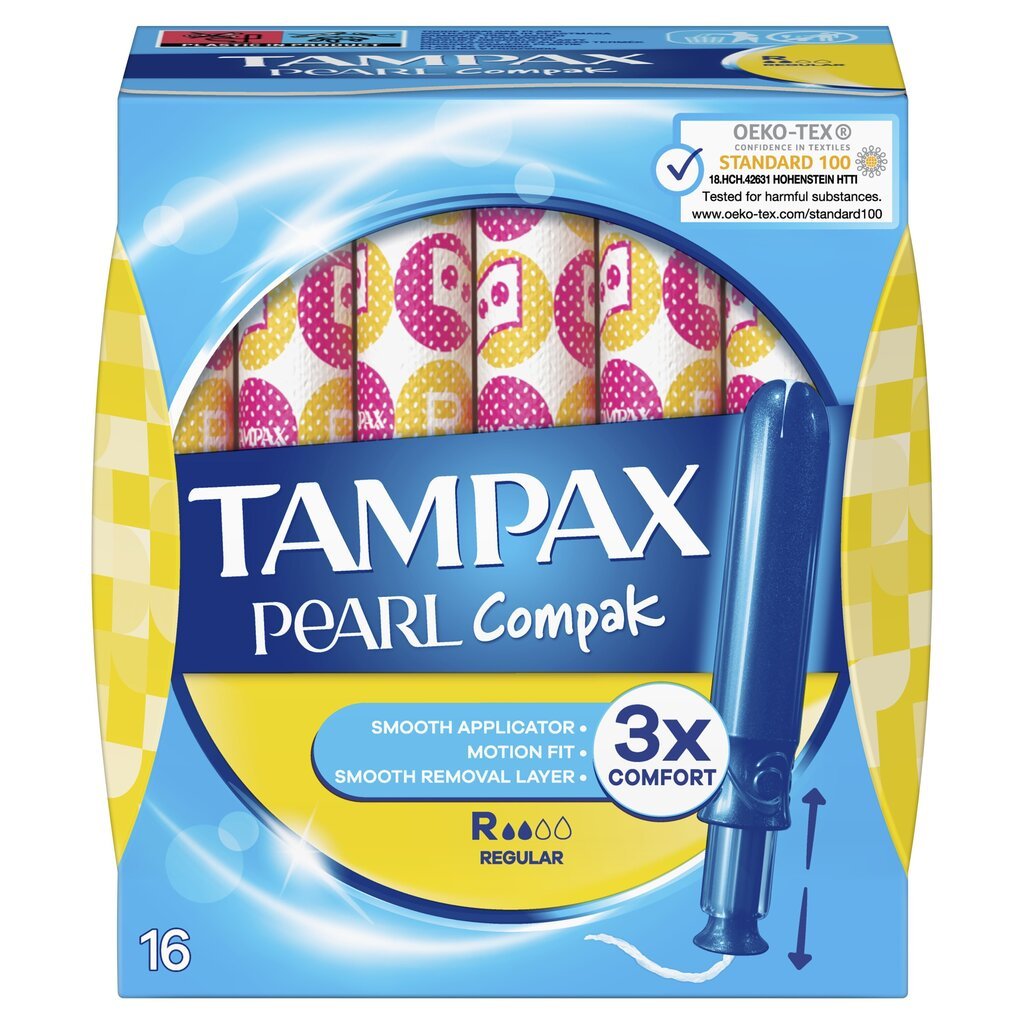 Tamponit Tampax Compak Pearl Regular, 16 kpl. hinta ja tiedot | Tamponit ja terveyssiteet | hobbyhall.fi