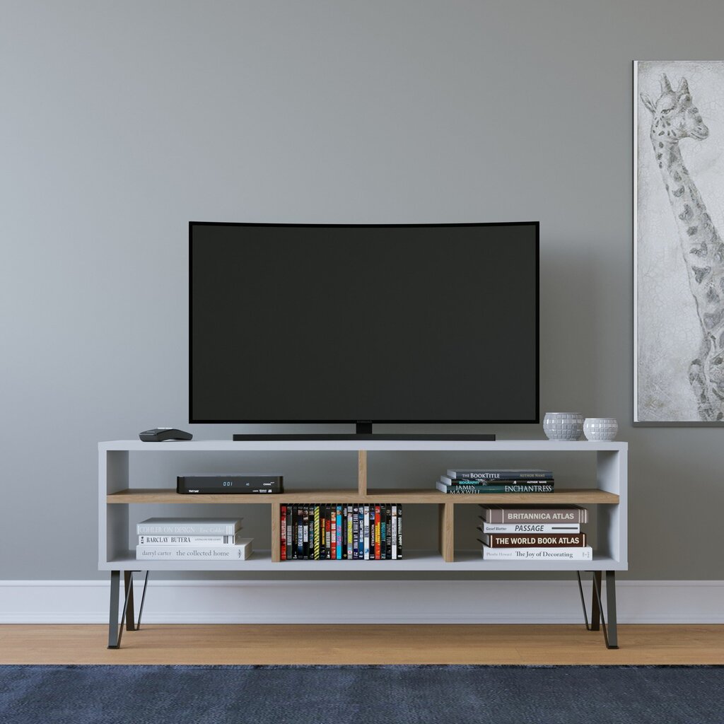 TV-taso Ebuda - White, Oak hinta ja tiedot | TV-tasot | hobbyhall.fi